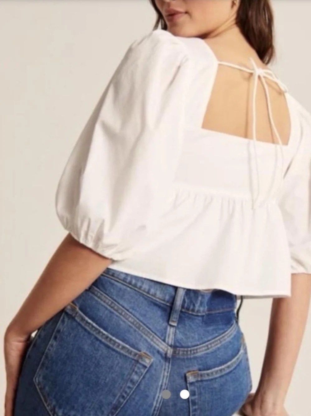 Abercrombie & Fitch Cream Square Neck Peplum Blouse